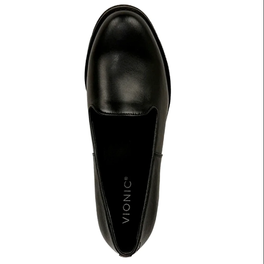 New w/Box Vionic Willa Genuine Leather Lug Sole Water Repellent Slip-On Wedges